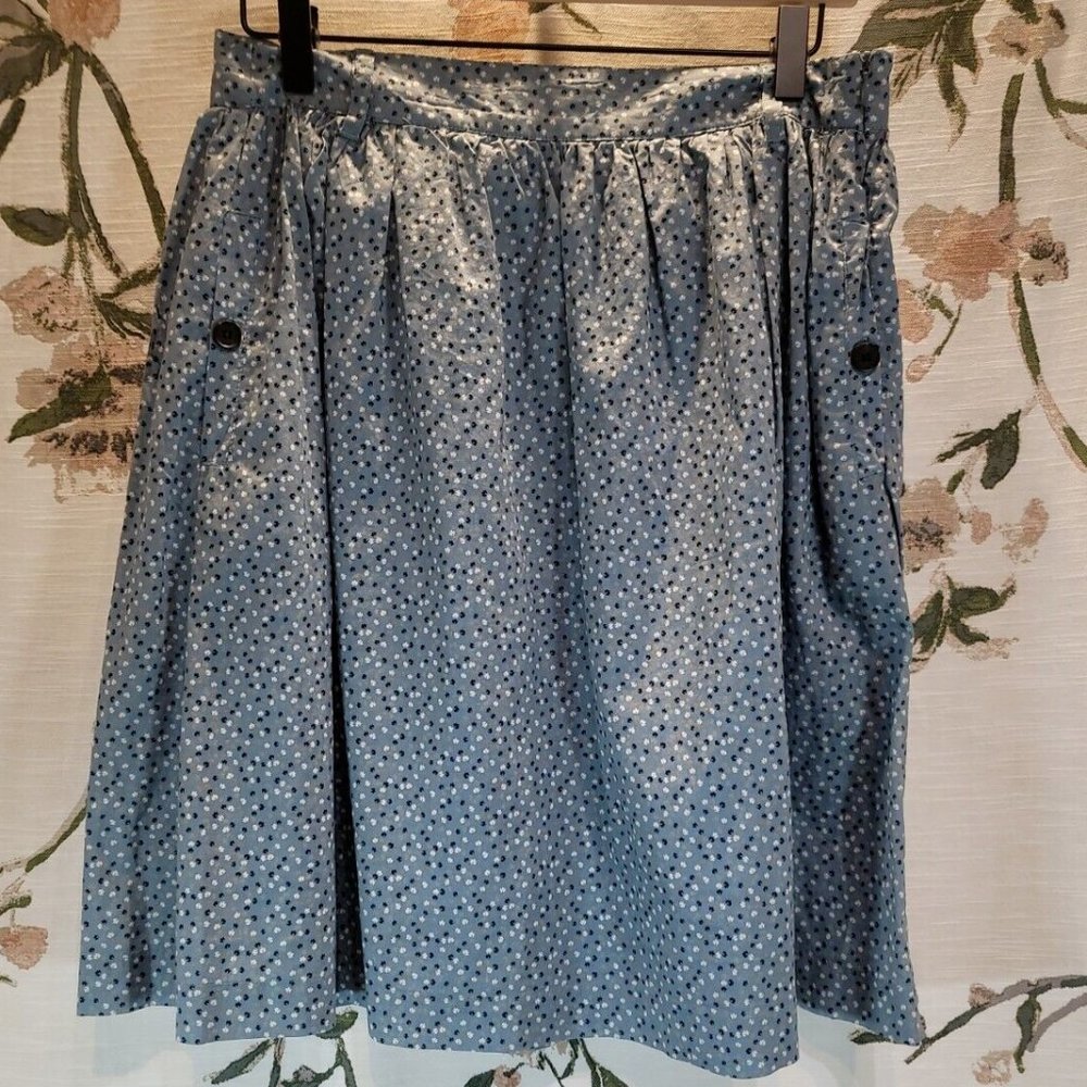 MNG By Mango Women's Blue Cotton Floral Skirt Size 8 NWT